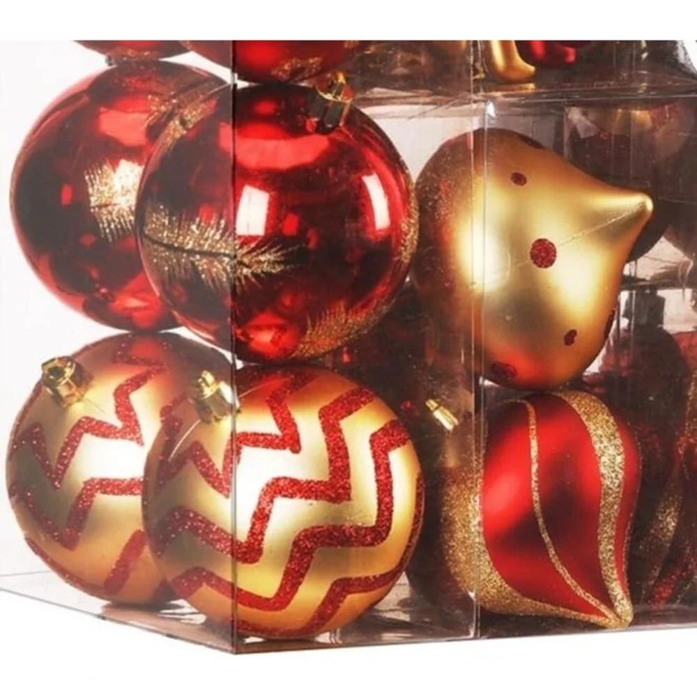 145 Piece Shatterproof Red Gold Christmas Ornament Set Tree Decor